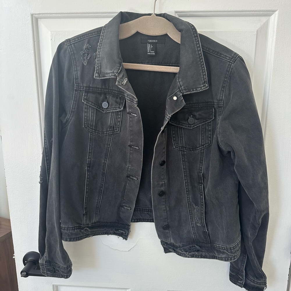 Black Distressed Denim Jacket